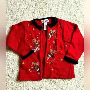 LITTLE GIRLS CHRISTMAS SWEATER SIZE 4T BY HEIRLOOM COLLECTABLES EUC